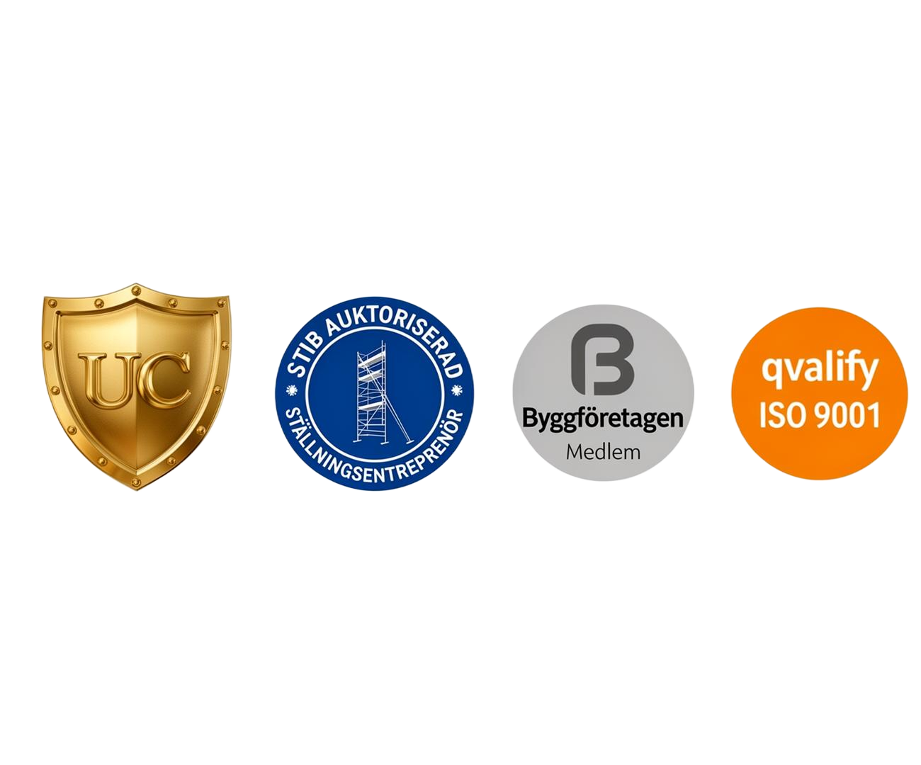 Certifieringar — UC, STIB Auktoriserad, Byggföretagen, ISO 9001